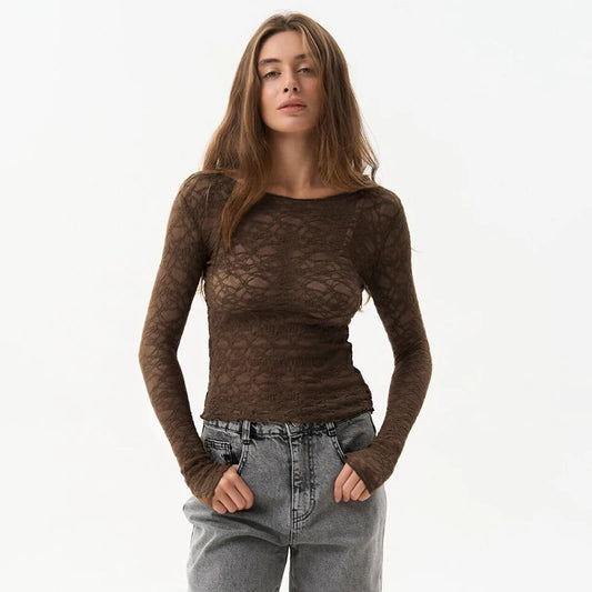 Women'S Tops Hollow Out Basic Casual Elegant Long Sleeve
