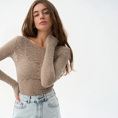 Women'S Tops Hollow Out Basic Casual Elegant Long Sleeve
