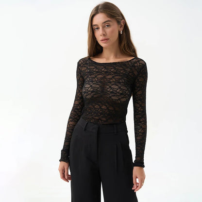 Women'S Tops Hollow Out Basic Casual Elegant Long Sleeve