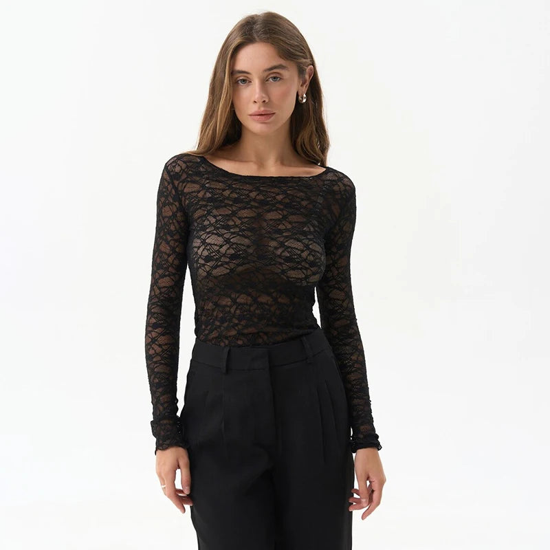 Women'S Tops Hollow Out Basic Casual Elegant Long Sleeve