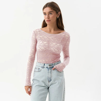 Women'S Tops Hollow Out Basic Casual Elegant Long Sleeve